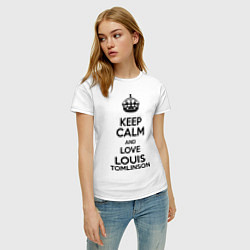 Футболка хлопковая женская Keep Calm & Love Louis Tomlinson, цвет: белый — фото 2