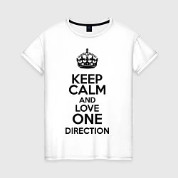 Футболка хлопковая женская Keep Calm & Love One Direction, цвет: белый
