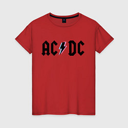 Футболка хлопковая женская AC/DC, цвет: красный