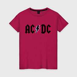 Футболка хлопковая женская AC/DC, цвет: маджента