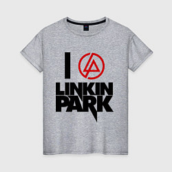 Футболка хлопковая женская I love Linkin Park, цвет: меланж