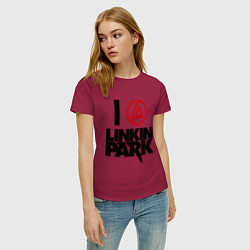 Футболка хлопковая женская I love Linkin Park, цвет: маджента — фото 2