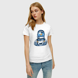 Футболка хлопковая женская Космонавт-аквариум, цвет: белый — фото 2