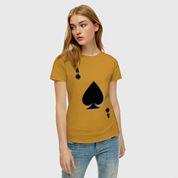 Футболка хлопковая женская Пиковый туз, цвет: горчичный — фото 2