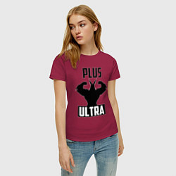 Футболка хлопковая женская PLUS ULTRA черный, цвет: маджента — фото 2