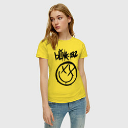 Футболка хлопковая женская BLINK-182, цвет: желтый — фото 2