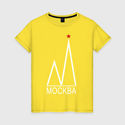Футболка хлопковая женская Москва-белый логотип-2, цвет: желтый