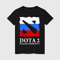 Футболка хлопковая женская Dota 2: Russian Community, цвет: черный