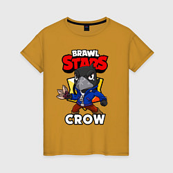 Футболка хлопковая женская BRAWL STARS CROW, цвет: горчичный