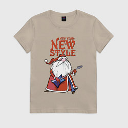 Футболка хлопковая женская New Year - new style!, цвет: миндальный