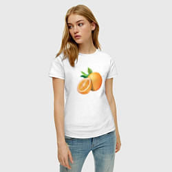 Футболка хлопковая женская Апельсины, цвет: белый — фото 2
