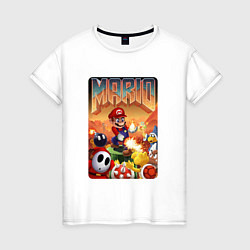 Футболка хлопковая женская Mario в стиле Doom, цвет: белый