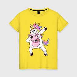 Футболка хлопковая женская Dabbing Unicorn, цвет: желтый