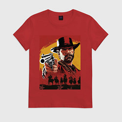 Футболка хлопковая женская Red dead redemption 2, цвет: красный