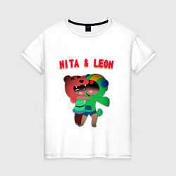 Футболка хлопковая женская Nita & Leon, цвет: белый