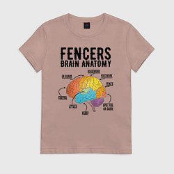 Футболка хлопковая женская Fences Brain Anatomy, цвет: пыльно-розовый