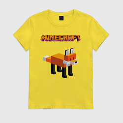 Футболка хлопковая женская Minecraft - лиса, цвет: желтый