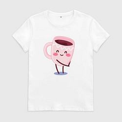 Футболка хлопковая женская Кофе, цвет: белый