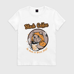 Футболка хлопковая женская Black Coffee Cat, цвет: белый