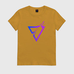 Футболка хлопковая женская Liquid Triangle, цвет: горчичный