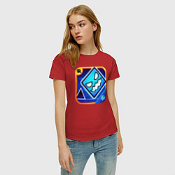 Футболка хлопковая женская Geometry Dash, цвет: красный — фото 2