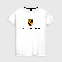 Футболка хлопковая женская PORSCHE, цвет: белый