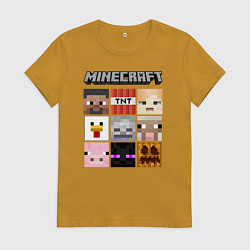 Футболка хлопковая женская MINECRAFT, цвет: горчичный