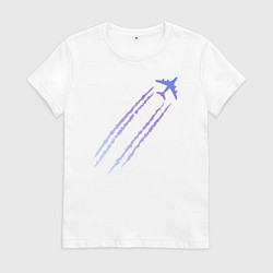 Футболка хлопковая женская Самолёт, цвет: белый