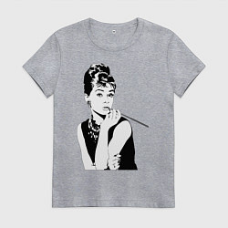 Футболка хлопковая женская Одри Хепбернхлопок, цвет: меланж
