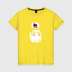 Футболка хлопковая женская Кот мечтатель, цвет: желтый