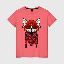 Футболка хлопковая женская Красная панда, цвет: коралловый