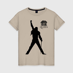 Футболка хлопковая женская Queen двусторонняя, цвет: миндальный
