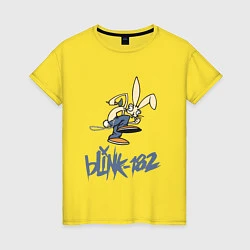 Футболка хлопковая женская BLINK-182, цвет: желтый