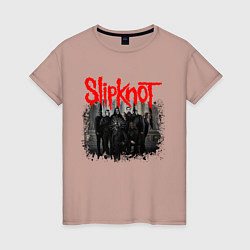 Футболка хлопковая женская SLIPKNOT, цвет: пыльно-розовый