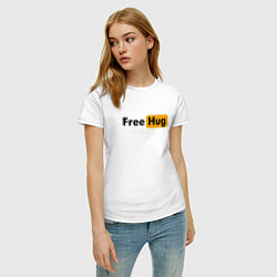 Футболка хлопковая женская FREE HUG, цвет: белый — фото 2