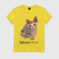 Футболка хлопковая женская Мама сфинкса, цвет: желтый