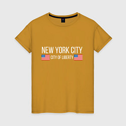 Футболка хлопковая женская NEW YORK, цвет: горчичный