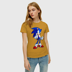 Футболка хлопковая женская SONIC, цвет: горчичный — фото 2