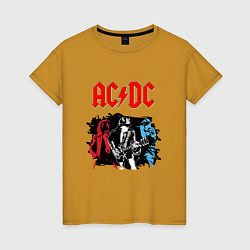 Футболка хлопковая женская ACDC, цвет: горчичный