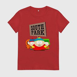 Футболка хлопковая женская ЮЖНЫЙ ПАРК, цвет: красный