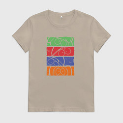 Футболка хлопковая женская South Park лица, цвет: миндальный