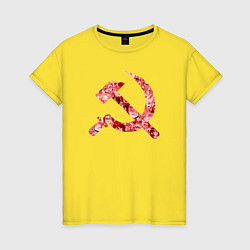 Футболка хлопковая женская Ахегао СССР, цвет: желтый
