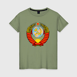 Футболка хлопковая женская СССР, цвет: авокадо