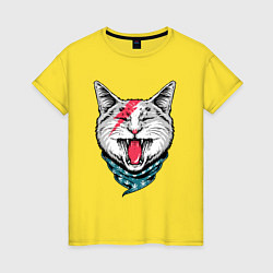 Футболка хлопковая женская Cat Bowie, цвет: желтый