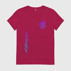 Футболка хлопковая женская CYBERPUNK 2077, цвет: маджента
