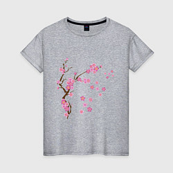 Футболка хлопковая женская Розовая сакура, цвет: меланж