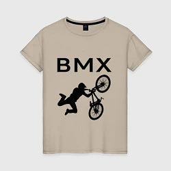 Футболка хлопковая женская Велоспорт BMX Z, цвет: миндальный