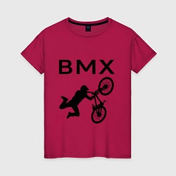 Футболка хлопковая женская Велоспорт BMX Z, цвет: маджента