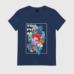 Футболка хлопковая женская Tropical, цвет: тёмно-синий