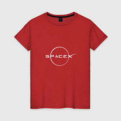 Футболка хлопковая женская Space X, цвет: красный